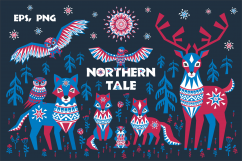 Northern tale. Arctic animals in Tribal style. Product Image 1