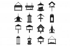 Winter bird feeders icons set, simple style Product Image 1