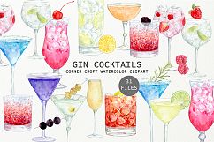 Watercolor Gin Cocktail Illustration and Prints Product Image 1