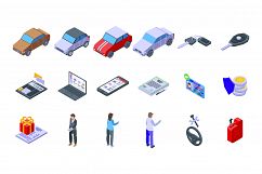 Buying car icons set, isometric style Product Image 1