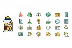 Deposit icons set line color vector Product Image 1