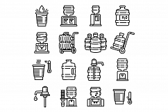 Cooler water icons set, outline style Product Image 1