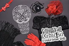 Silly Skull Bundle - 12 Hand Drawn Skulls - SVG DXF PNG Product Image 9