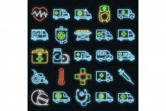 Ambulance icons set vector neon Product Image 1