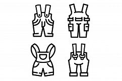 Overalls icons set, outline style Product Image 1