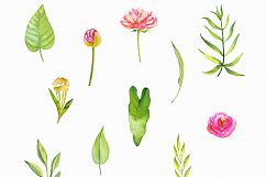 Watercolor Bright Peonies &amp; Twigs Product Image 2