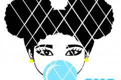 Afro girl blowing gum,Afro Puffs svg,Silhouette cut file, Product Image 2