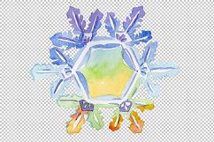 Watercolor colorful snowflakes PNG set Product Image 3