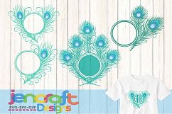 Peacock Feathers Monogram Frame SVG, Eps, Dxf Product Image 1