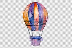Watercolor pink hot air balloon PNG set   Product Image 4