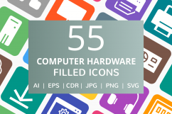 55 Computer &amp; Hardware Filled Round Corner Icons Product Image 1