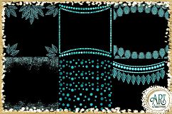 Teal Aqua Foil Glitter Seamless Digital Papers,Borders Set Product Image 6