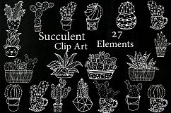 Chalkboard Succulent Clipart Product Image 1