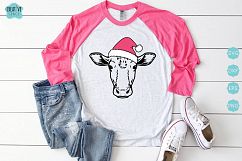 Cow With Santa Hat svg, Santa Cow Svg Product Image 1