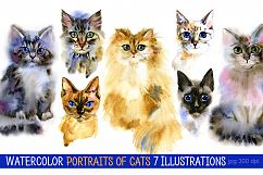 Watercolor portraits of cats Product Image 1