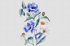 Bouquet with blue poppies and daisies PNG set Product Image 1