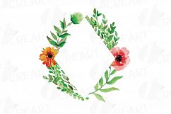 Watercolor floral wild leaves frames, printable borders Product Image 12