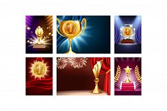 Award Creative Promotional Posters Set Vector Product Image 1