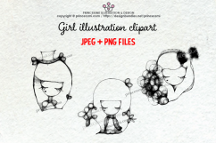 GIRLS illustration clipart 2 Product Image 1