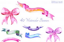 Watercolor Banners Ribbon Wedding Invitation Clipart Product Image 4
