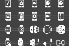 100 Smartphone &amp; Smartwatch Glyph Inverted Icons Product Image 2