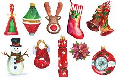 Watercolor Christmas digital clip art Product Image 4