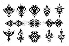 Illustartive Tribal Symmetrical Black Vector Set Product Image 1