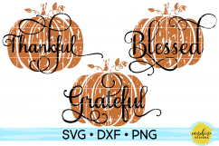 THANKFUL GRATEFUL BLESSED DISTRESSED PUMPKINS SVG DXF PNG Product Image 2