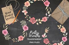 Rose Watercolor Floral Wreaths 8 Red Peach Flower Wedding Product Image 4