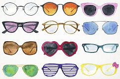 Watercolor Glasses Clipart, Watercolor Sunglasses Clipart Product Image 2