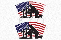 Fallen Soldier SVG Veterans Day SVG DXF PNG EPS files American flag vector US flag vector image Military flag Distressed flag  Product Image 1