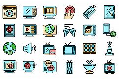 Interactive tv icons set vector flat Product Image 1