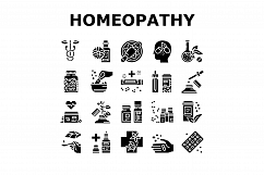 Homeopathy Medicine Collection Icons Set Vector Product Image 1