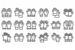 Medical gloves icons set, outline style Product Image 1