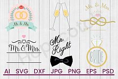 Wedding SVG Bundle, Bride SVG, Groom SVG, DXF File, Cuttable File Product Image 1