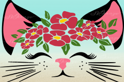 Cat Face With Flowers Svg Dxf Eps Png Svg Files For Cricut Product Image 2