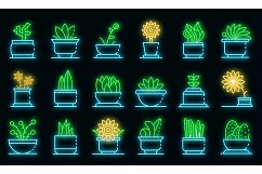 Houseplants icons set vector neon Product Image 1