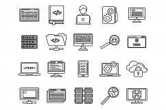 Pc testing software icons set, outline style Product Image 1