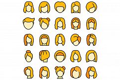 Wig icons set vector flat Product Image 1