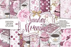 Watercolor Sunday Morning digital paper pack Product Image 1