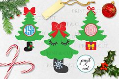 Toddler Baby Christmas tree face Monogram cutting print file Product Image 1