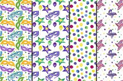 Watercolor  Mardi Gras seamless digital paper pack Product Image 3
