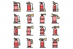 Fire extinguisher icons set vector flat Product Image 1