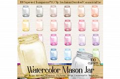 100 Watercolor Mason Jar Clip Arts Product Image 2