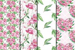 Watercolor Pink Peonies seamless digital paper pack Product Image 2