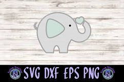 Baby Elephant with Heart Nose | SVG DXF EPS PNG Digital File Product Image 1