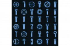 Screw-bolt icons set vector neon Product Image 1