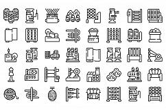Thread production icons set, outline style Product Image 1