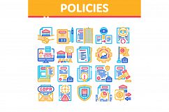 Policies Data Process Collection Icons Set Vector Product Image 1