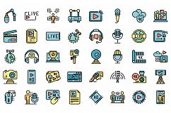 Stream icons set vector flat Product Image 1